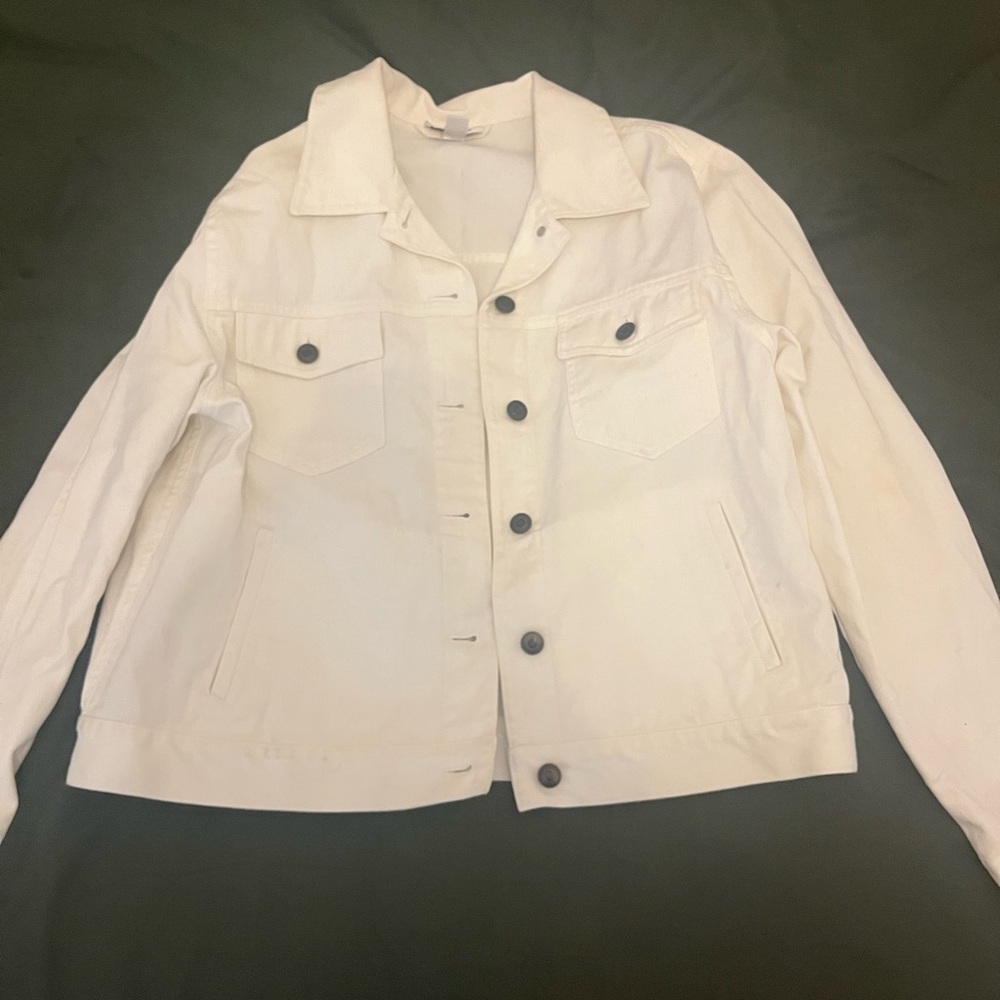 Talbots White Jean Jacket Classic Denim Style